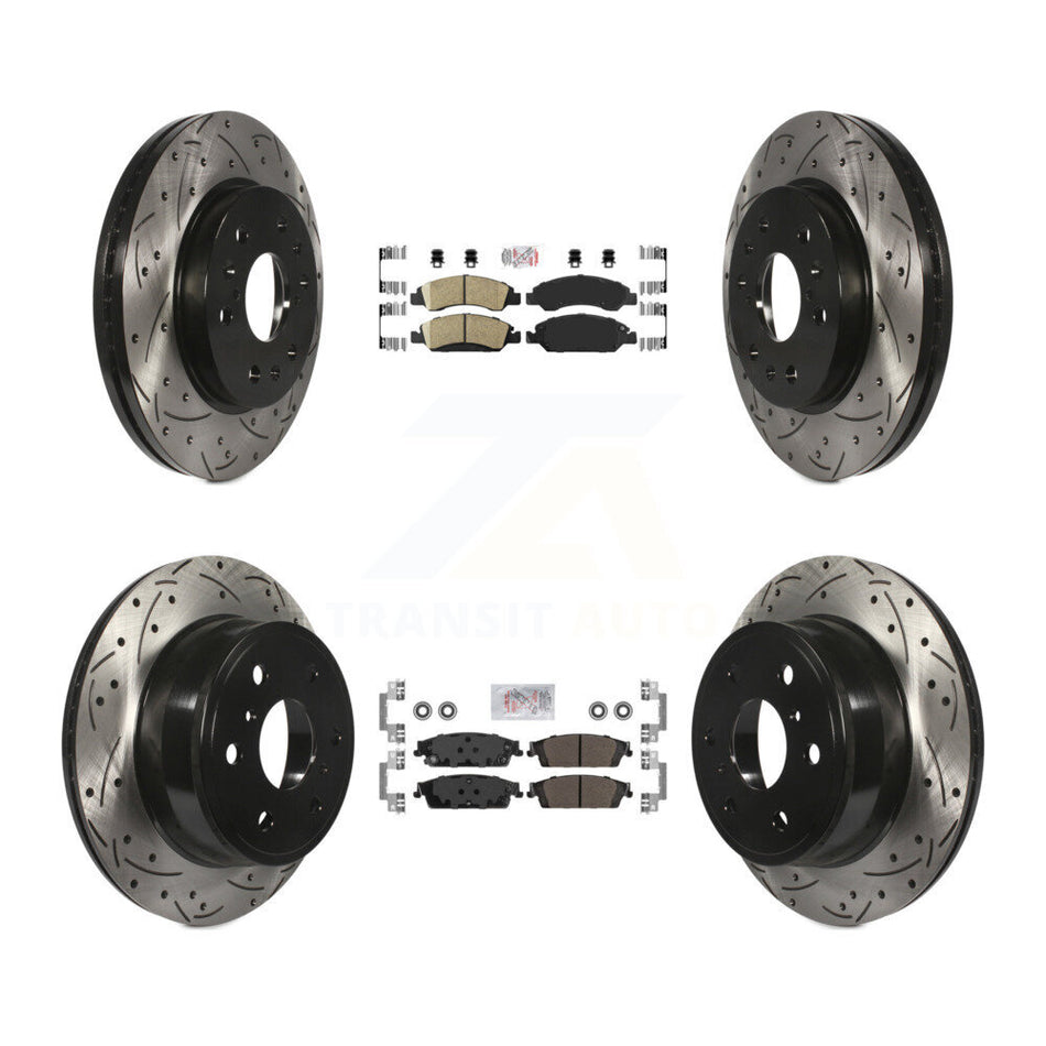 Front Ceramic Rear Semi-Metallic Pad Drill Slot Brake Rotor Kit For GMC Sierra 1500 Tahoe KDA-101178