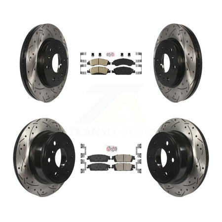 Front Rear Ceramic Pad Drill Slot Brake Rotor Kit For GMC Sierra 1500 Chevrolet Silverado KDA-101179