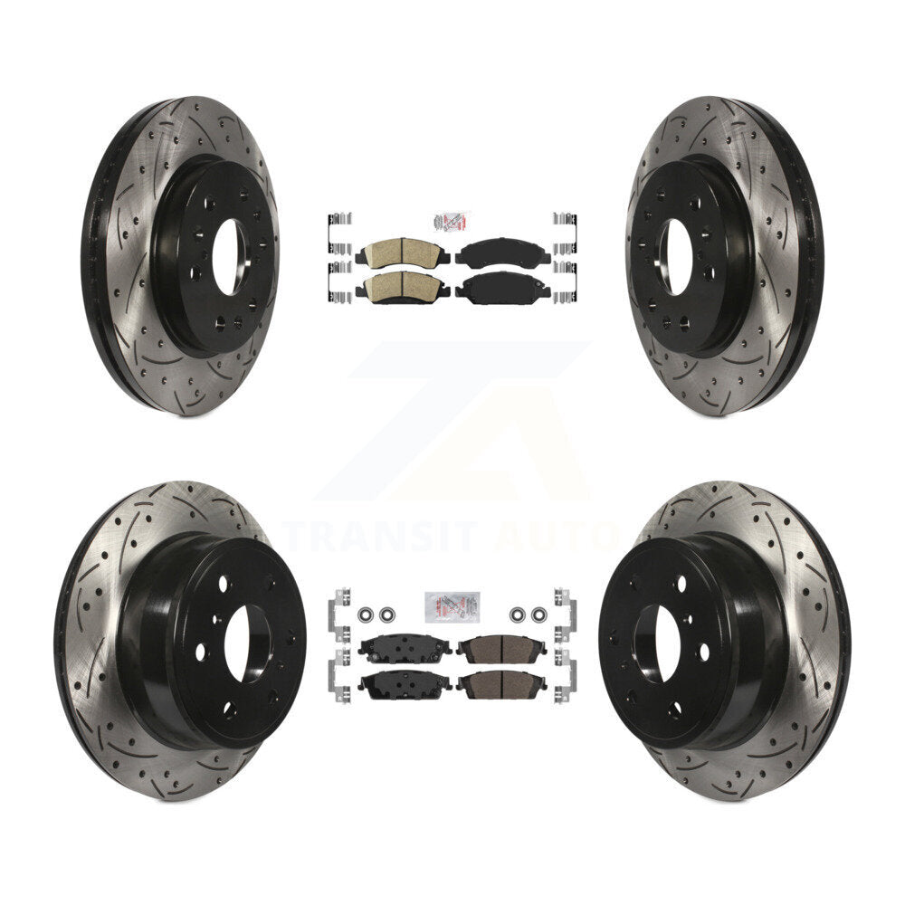 Front Ceramic Rear Semi-Metallic Pad Drill Slot Brake Rotor Kit For GMC Sierra 1500 Tahoe KDA-101180