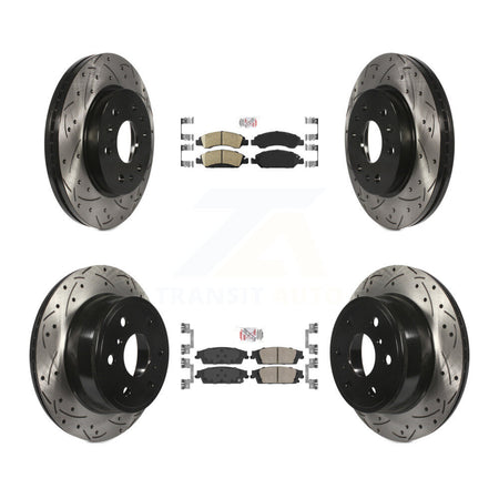 Front Rear Ceramic Pad Drill Slot Brake Rotor Kit For GMC Sierra 1500 Chevrolet Silverado KDA-101181