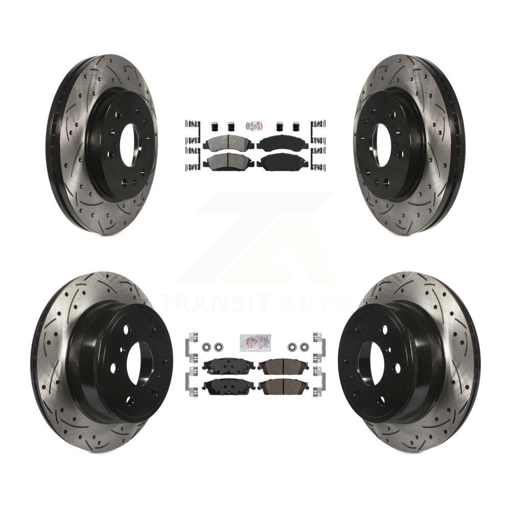 Front Rear Semi-Metallic Pad Drill Slot Brake Rotors Kit For GMC Sierra 1500 Chevrolet XL KDA-101182