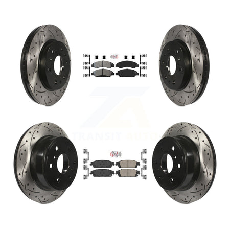 Front Semi-Metallic Rear Ceramic Pad Drill Slot Brake Rotor Kit For GMC Sierra 1500 Tahoe KDA-101183