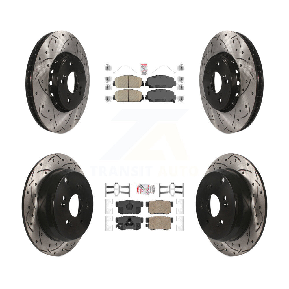 Front Rear Ceramic Pad & Coated Drilled Slot Disc Brake Rotor Kit For 2013-2018 Acura RDX KDA-101205