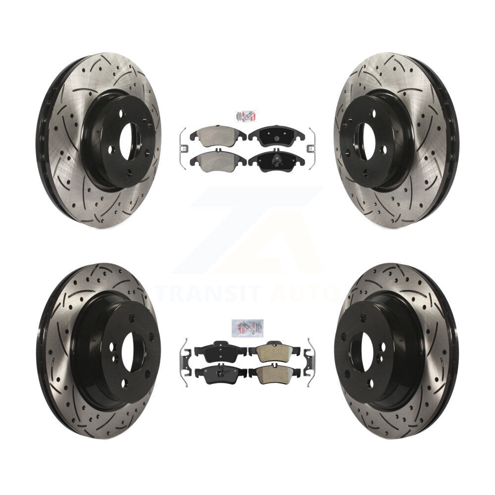 Front Rear Semi-Metallic Pad Drill Slot Disc Brake Rotors Kit For Mercedes-Benz E350 E400 KDA-101211