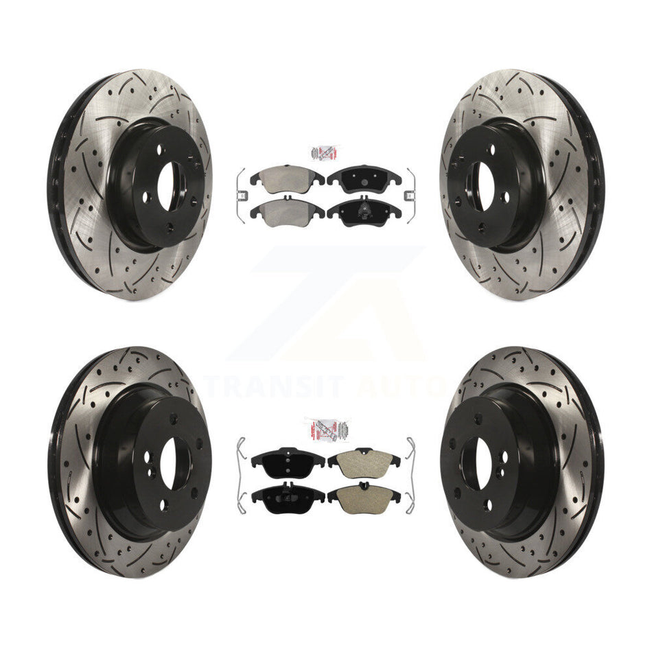 Front Rear Semi-Metallic Pad Coat Drill Slot Disc Brake Rotors Kit For Mercedes-Benz E400 KDA-101213