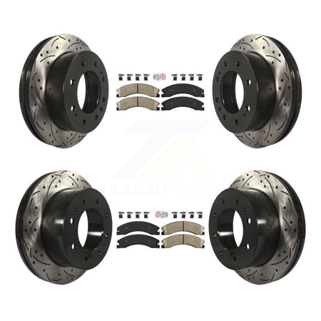 Front Rear Ceramic Pad Drilled Slot Brake Rotor Kit For GMC Chevrolet Sierra 2500 HD 3500 KDA-101214