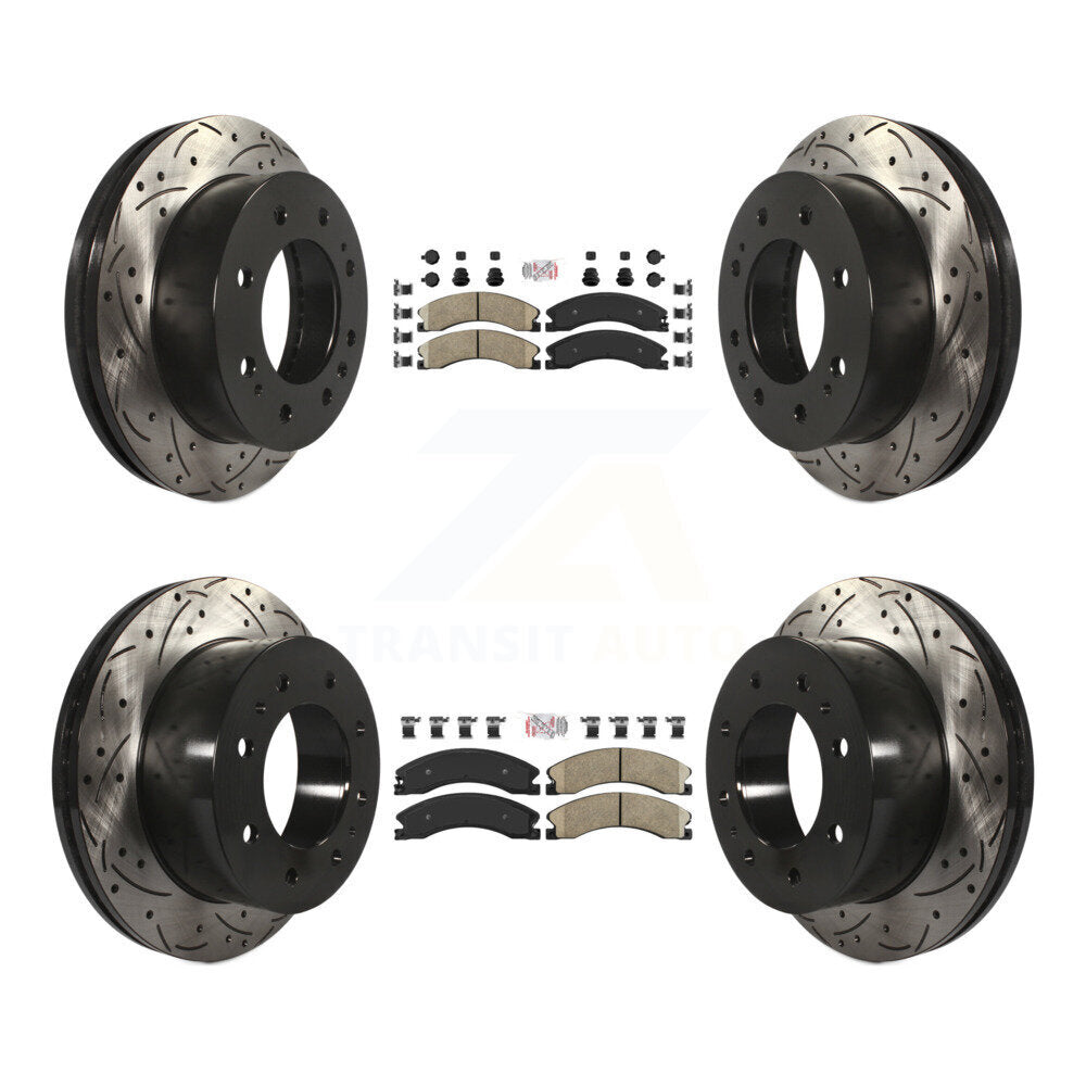 Front Rear Ceramic Pad Drilled Slot Brake Rotor Kit For GMC Chevrolet Sierra 2500 HD 3500 KDA-101220