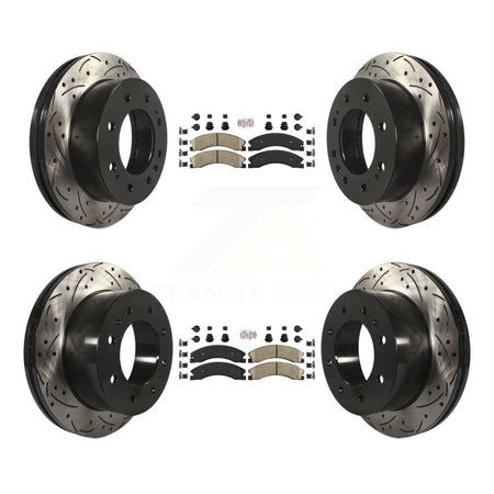 Front Rear Ceramic Pad Drilled Slot Brake Rotor Kit For GMC Chevrolet Sierra 2500 HD 3500 KDA-101221