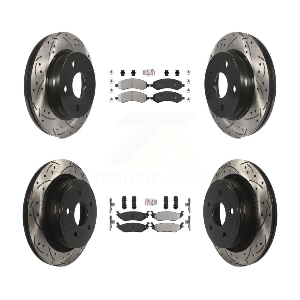 Front Rear Semi-Metallic Pad Drill Slot Brake Rotors Kit For Ram 1500 Classic Dodge Aspen KDA-101230