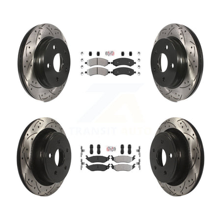 Front Rear Semi-Metallic Pad Drill Slot Brake Rotors Kit For Ram 1500 Classic Dodge Aspen KDA-101230