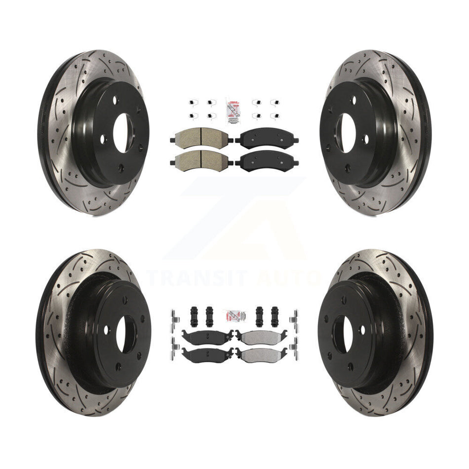 Front Rear Semi-Metallic Pad Drill Slot Brake Rotors Kit For Ram 1500 Classic Dodge Aspen KDA-101232