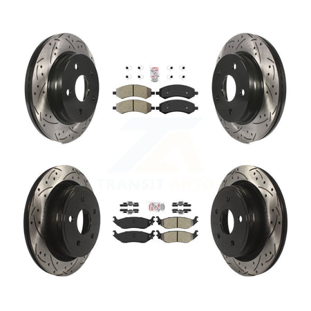 Front Rear Semi-Metallic Pad Drill Slot Brake Rotors Kit For Ram 1500 Classic Dodge Aspen KDA-101233