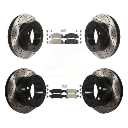 Front Rear Semi-Metallic Pad Drilled Slot Brake Rotor Kit For Ford F-350 Super Duty F-250 KDA-101234