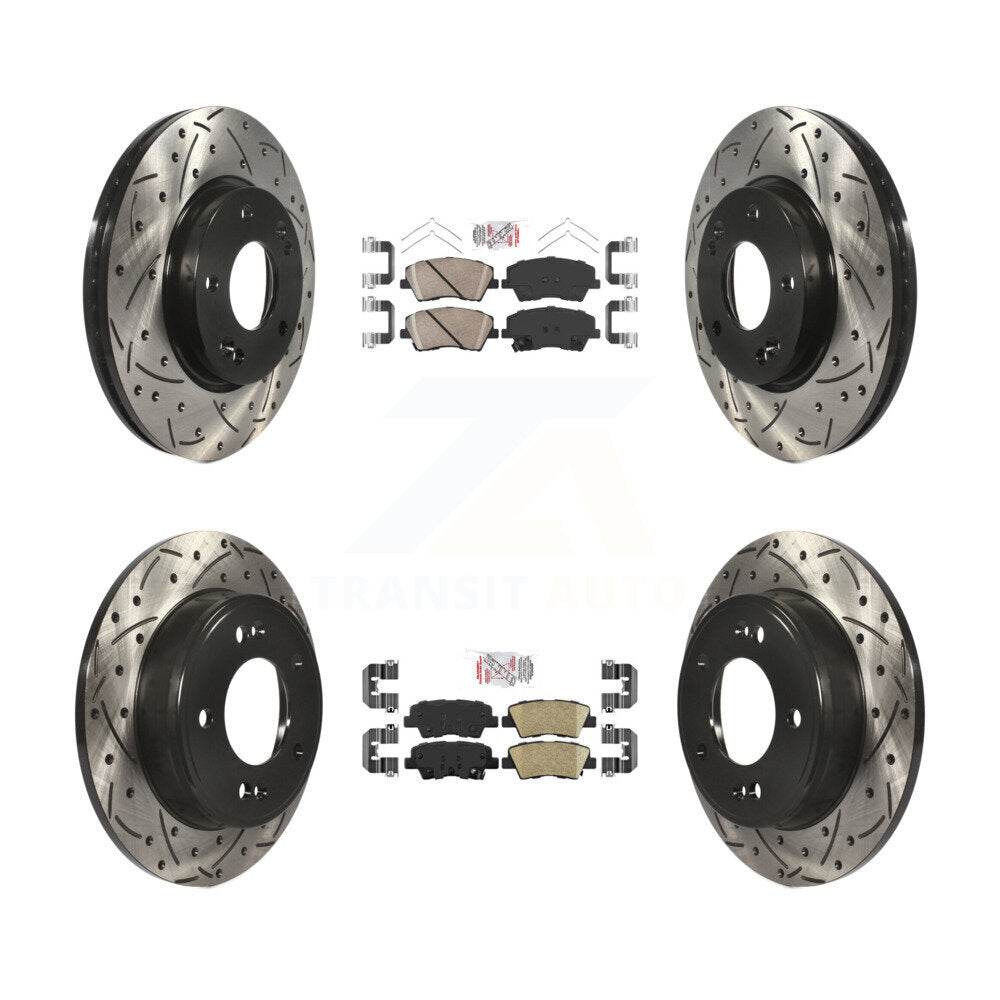 Front Rear Ceramic Pad Drill Slot Disc Brake Rotor Kit For 2017-2020 Hyundai Elantra 2.0L KDA-101259
