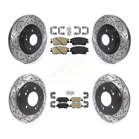 Front Rear Ceramic Pad Drill Slot Disc Brake Rotor Kit For 2017-2020 Hyundai Elantra 1.6L KDA-101260