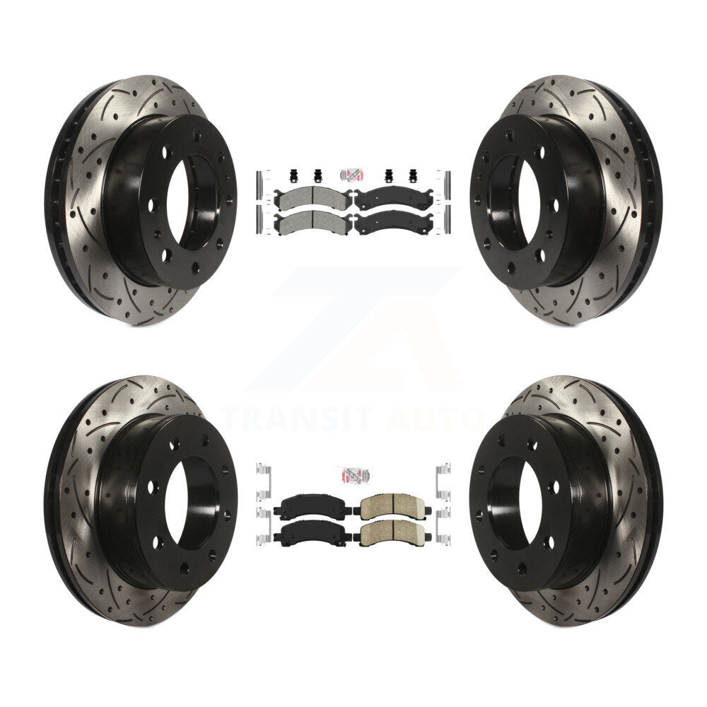 Front Semi-Metallic Rear Ceramic Pad Drill Slot Disc Brake Rotors Kit For GMC Savana 2500 KDA-101261