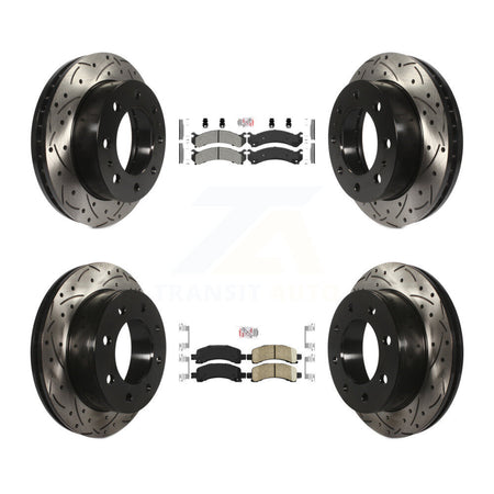 Front Semi-Metallic Rear Ceramic Pad Drill Slot Disc Brake Rotors Kit For GMC Savana 2500 KDA-101261