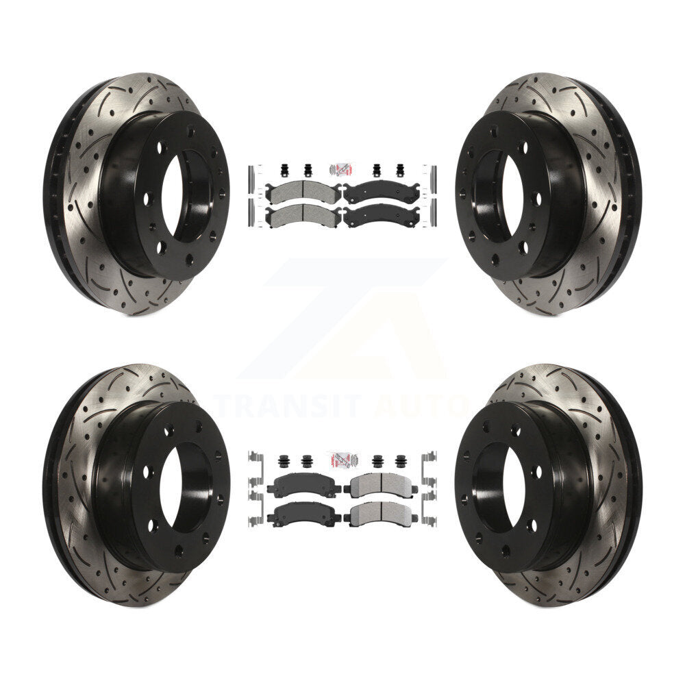 Front Rear Semi-Metallic Pad & Drilled Slot Brake Rotor Kit For GMC Savana 2500 Chevrolet KDA-101262