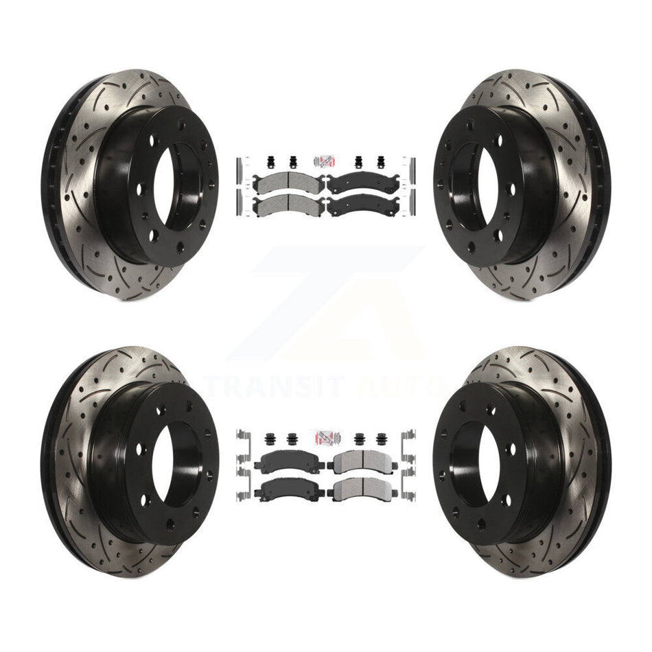 Front Rear Semi-Metallic Pad & Drilled Slot Brake Rotor Kit For GMC Savana 2500 Chevrolet KDA-101262