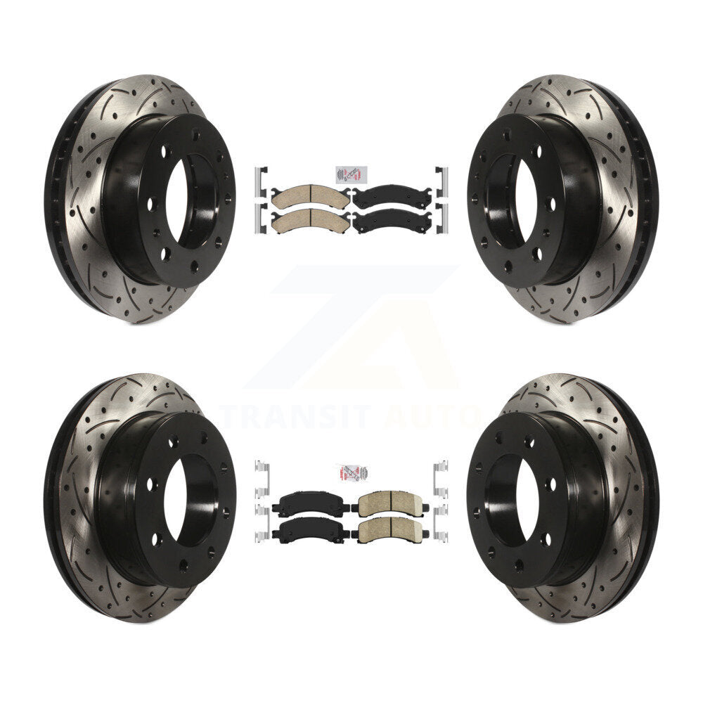 Front Rear Ceramic Pad Drilled Slot Brake Rotor Kit For GMC Savana 2500 Chevrolet Express KDA-101263