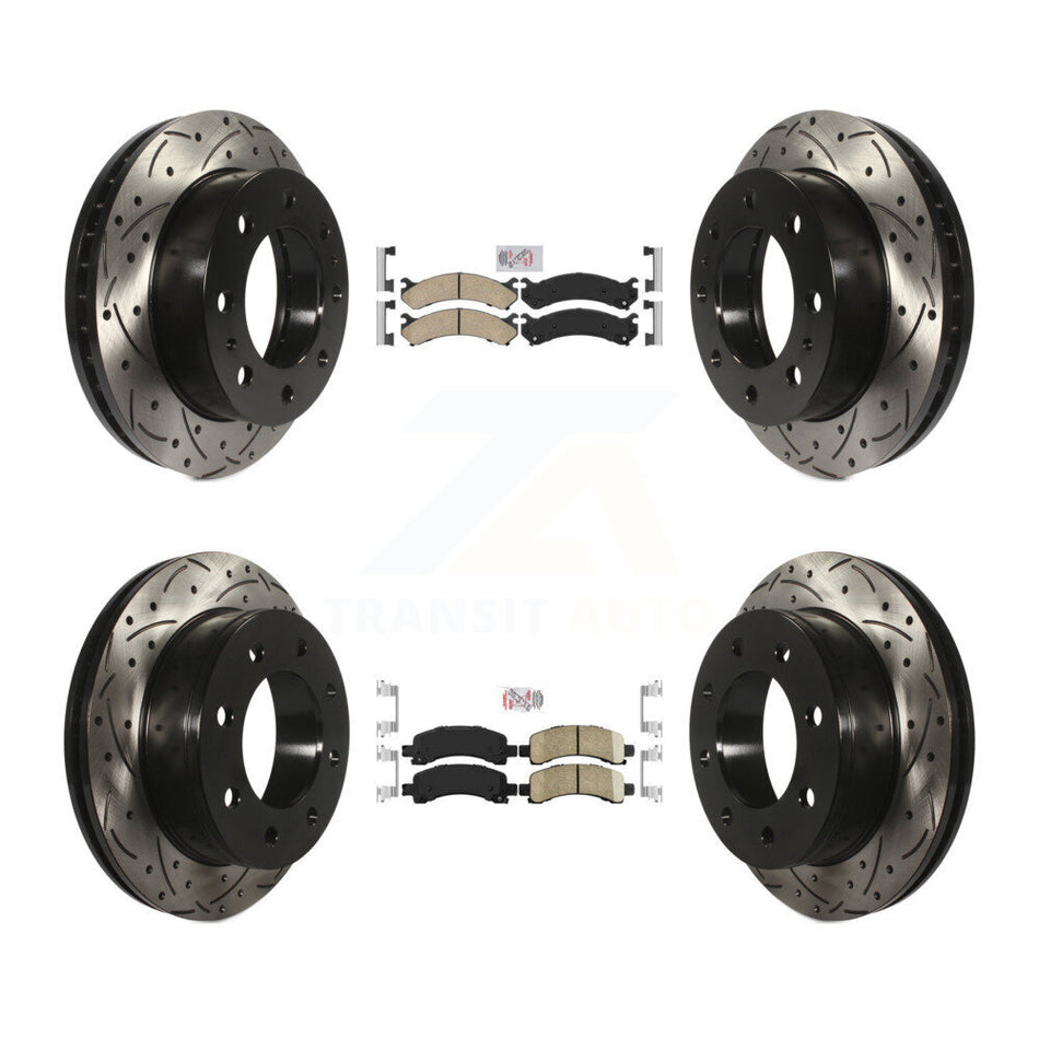 Front Rear Ceramic Pad Drilled Slot Brake Rotor Kit For GMC Savana 2500 Chevrolet Express KDA-101263