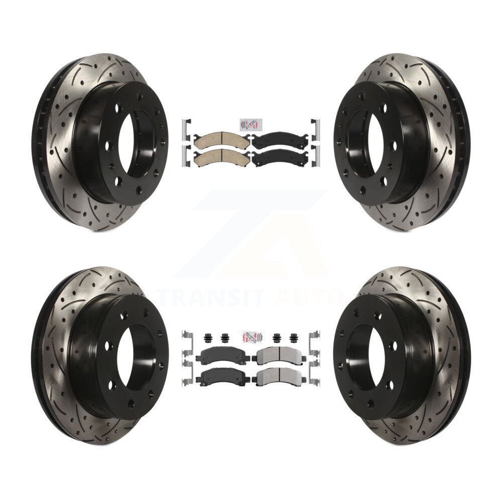 Front Ceramic Rear Semi-Metallic Pad Drill Slot Disc Brake Rotors Kit For GMC Savana 2500 KDA-101264