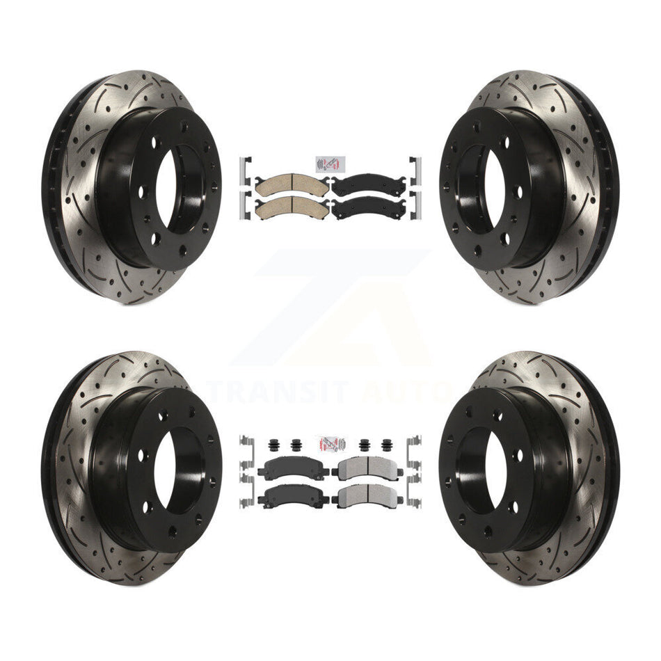 Front Ceramic Rear Semi-Metallic Pad Drill Slot Disc Brake Rotors Kit For GMC Savana 2500 KDA-101264