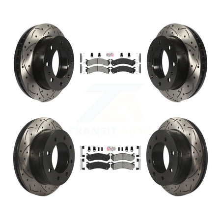 Front Rear Semi-Metallic Pad Drill Slot Brake Rotors Kit For Chevrolet GMC Sierra 2500 HD KDA-101265