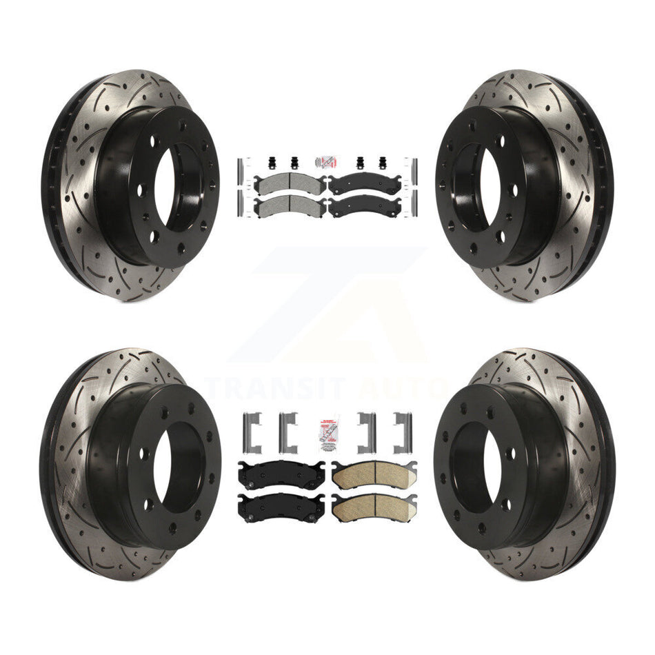 Front Semi-Metallic Rear Ceramic Pad Drill Slot Brake Rotors Kit For Chevrolet GMC Sierra KDA-101266