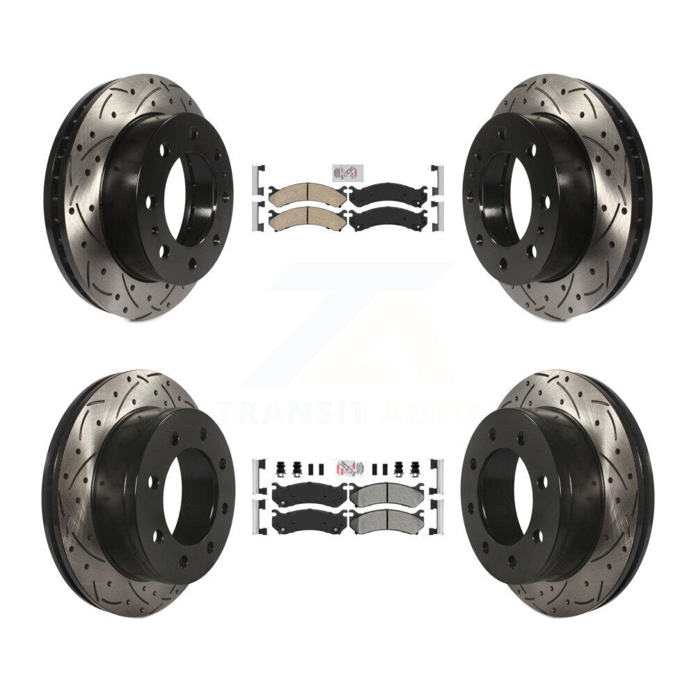 Front Ceramic Rear Semi-Metallic Pad Drill Slot Brake Rotors Kit For Chevrolet GMC Sierra KDA-101267