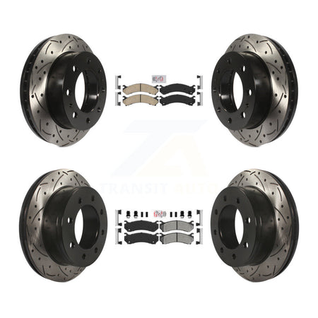 Front Ceramic Rear Semi-Metallic Pad Drill Slot Brake Rotors Kit For Chevrolet GMC Sierra KDA-101267