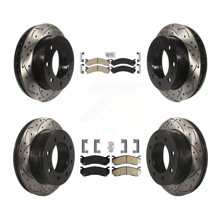 Front Rear Ceramic Pad Drilled Slot Brake Rotor Kit For Chevrolet GMC Sierra 2500 HD 3500 KDA-101268