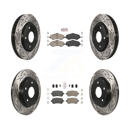 Front Rear Ceramic Pad Drill Slot Brake Rotors Kit For Dodge Grand Caravan Journey Town & KDA-101282