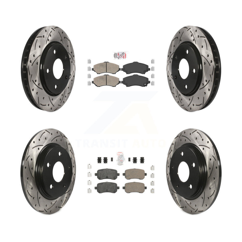 Front Rear Ceramic Pad Drill Slot Brake Rotors Kit For Dodge Grand Caravan Journey Town & KDA-101282