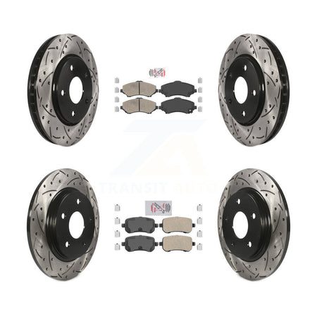 Front Rear Ceramic Pad Drill Slot Brake Rotors Kit For Dodge Grand Caravan Journey Town & KDA-101283