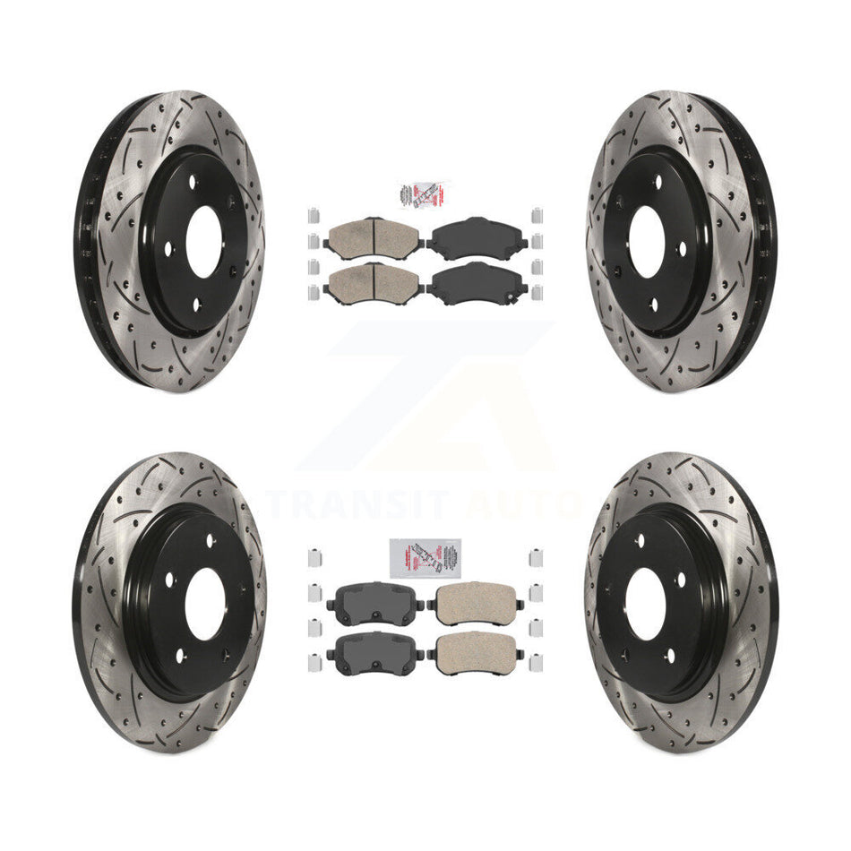 Front Rear Ceramic Pad Drill Slot Brake Rotors Kit For Dodge Grand Caravan Journey Town & KDA-101283