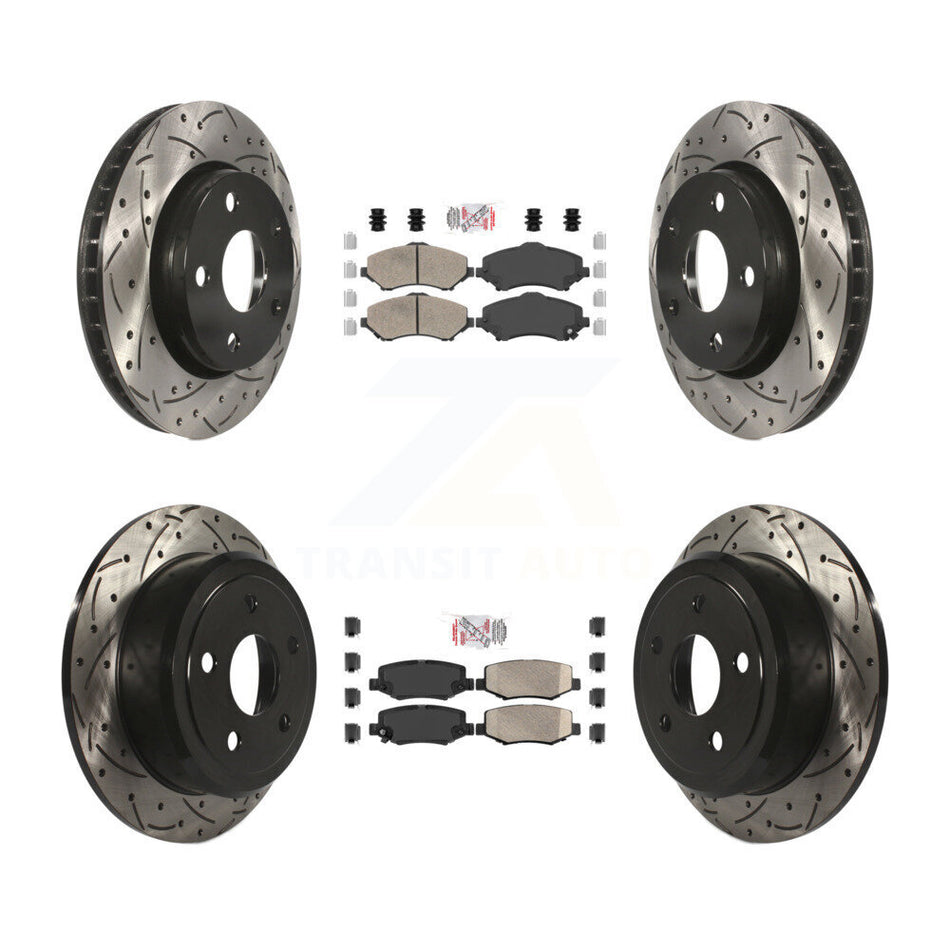 Front Rear Ceramic Pad And Coated Drilled Slotted Disc Brake Rotors Kit For Jeep Wrangler KDA-101284