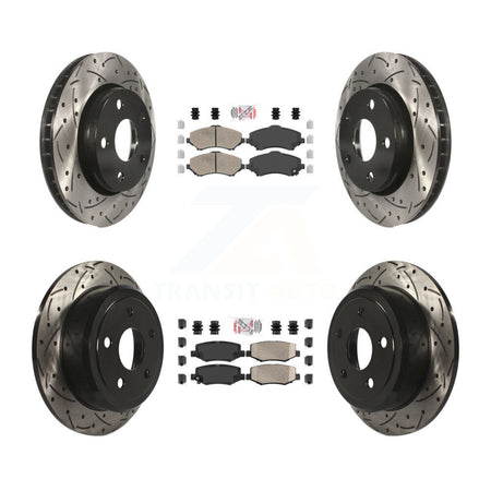 Front Rear Ceramic Pad And Coated Drilled Slotted Disc Brake Rotors Kit For Jeep Wrangler KDA-101285
