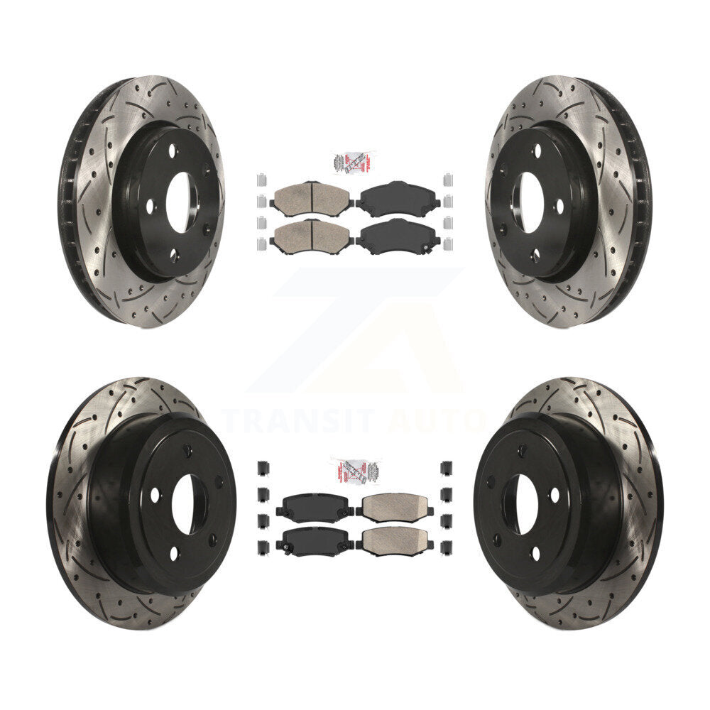 Front Rear Ceramic Pad And Coated Drilled Slotted Disc Brake Rotors Kit For Jeep Wrangler KDA-101286