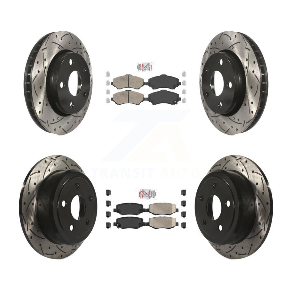Front Rear Ceramic Pad And Coated Drilled Slotted Disc Brake Rotors Kit For Jeep Wrangler KDA-101286