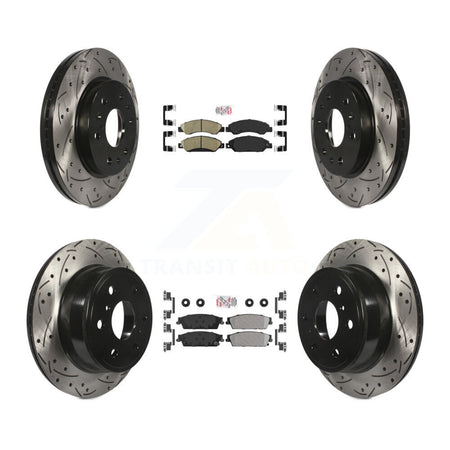 Front Ceramic Rear Semi-Metallic Pad Drilled Slot Brake Rotor Kit For Chevrolet Avalanche KDA-101288