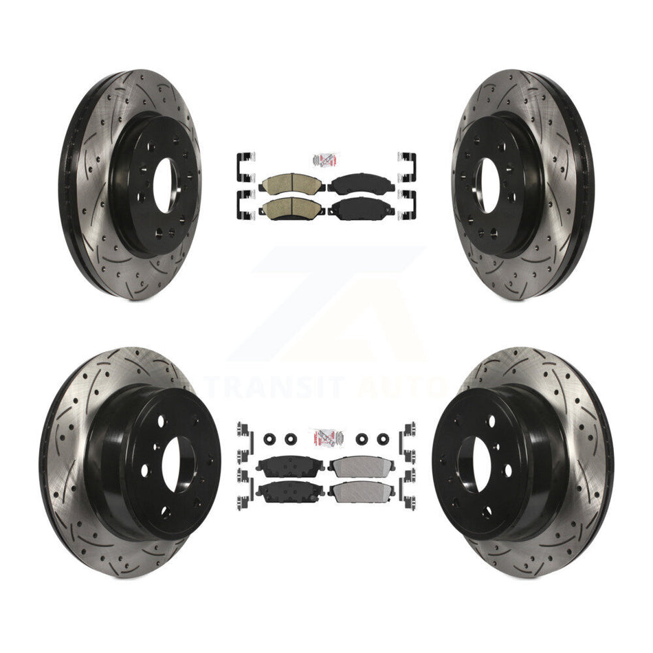 Front Ceramic Rear Semi-Metallic Pad Drilled Slot Brake Rotor Kit For Chevrolet Avalanche KDA-101288