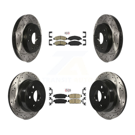 Front Rear Ceramic Pad Drill Slot Brake Rotor Kit For Chevrolet Avalanche Cadillac GMC XL KDA-101289