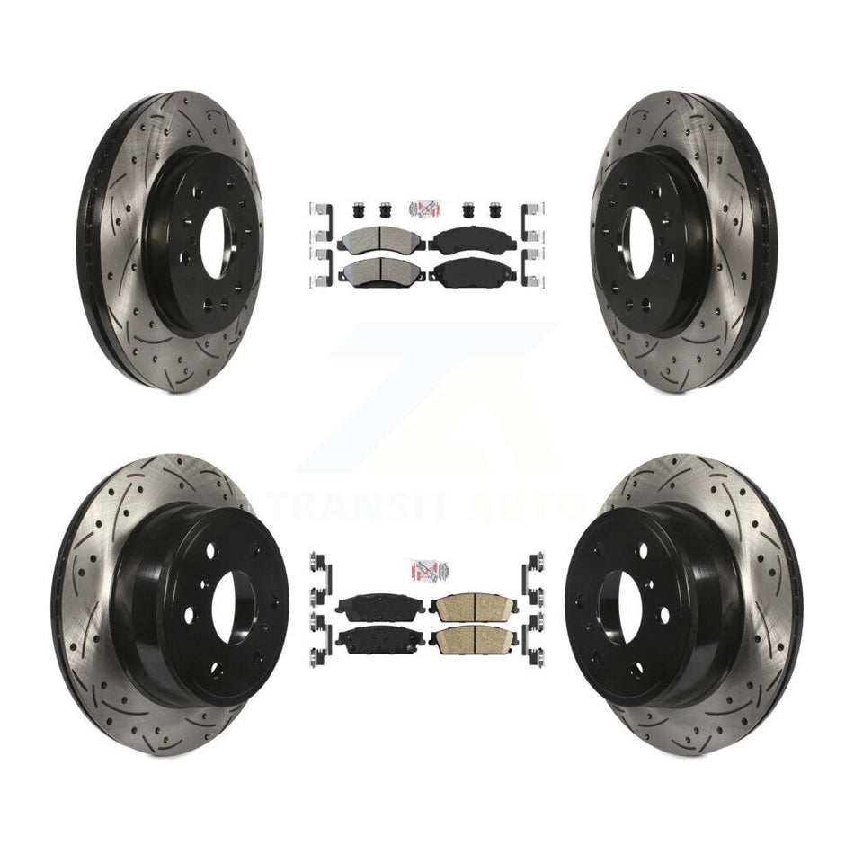 Front Semi-Metallic Rear Ceramic Pad Drilled Slot Brake Rotor Kit For Chevrolet Avalanche KDA-101291