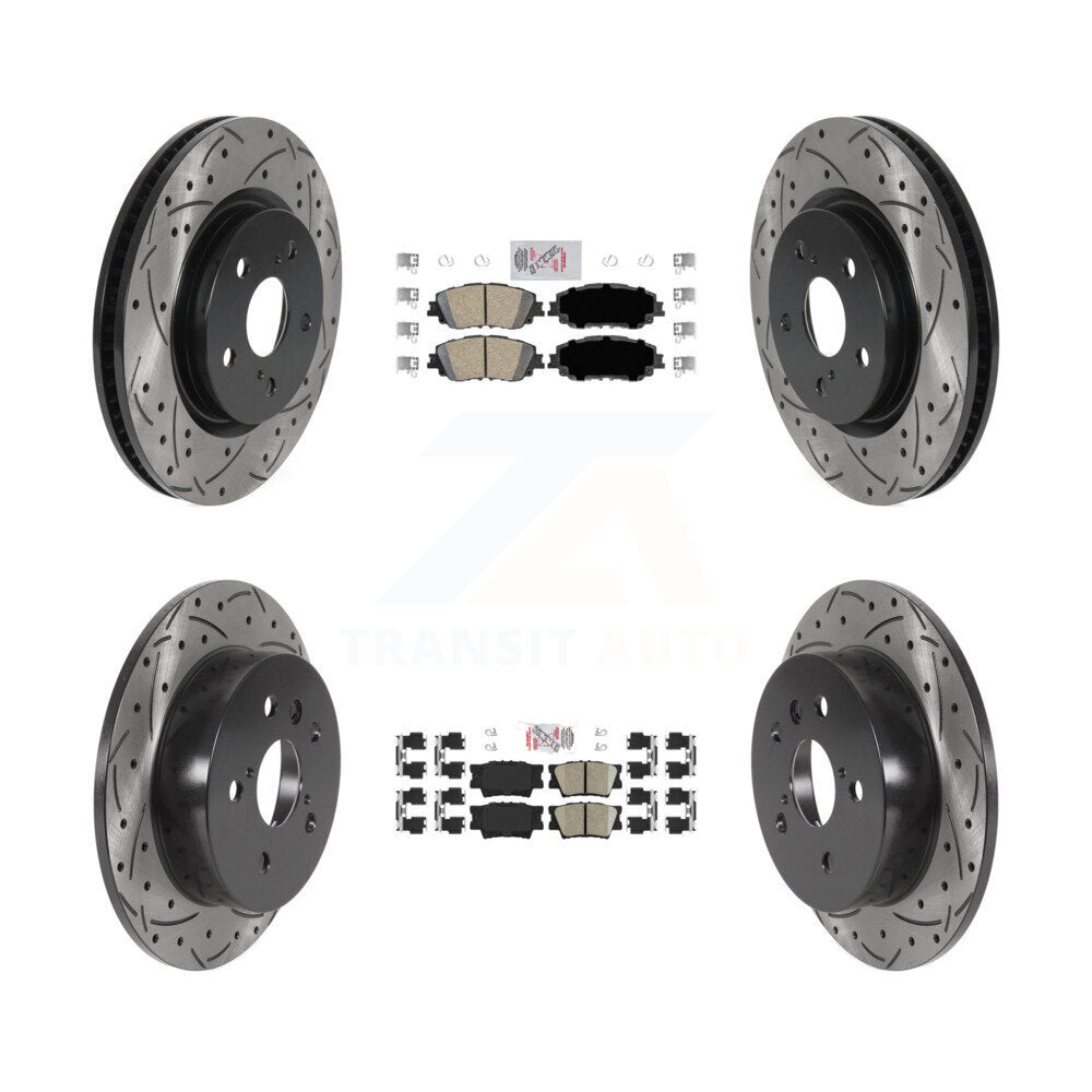 Front Rear Ceramic Pads And Coated Drilled Slotted Disc Brake Rotors Kit For Toyota Camry KDA-101301