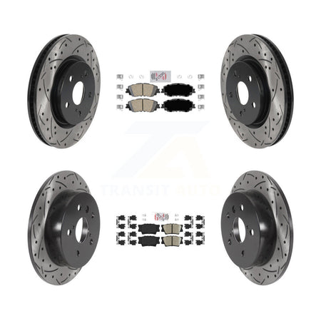 Front Rear Ceramic Pads And Coated Drilled Slotted Disc Brake Rotors Kit For Toyota Camry KDA-101301