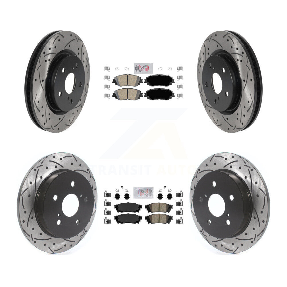 Front Rear Ceramic Pad & Drilled Slot Brake Rotor Kit For Toyota RAV4 Camry Corolla Cross KDA-101306