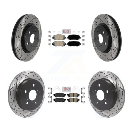 Front Rear Ceramic Pad & Drilled Slot Brake Rotor Kit For Toyota RAV4 Camry Corolla Cross KDA-101307