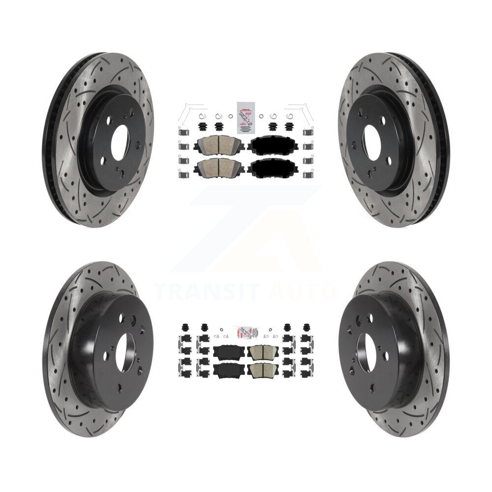 Front Rear Ceramic Pads And Coated Drilled Slotted Disc Brake Rotors Kit For Toyota Camry KDA-101308