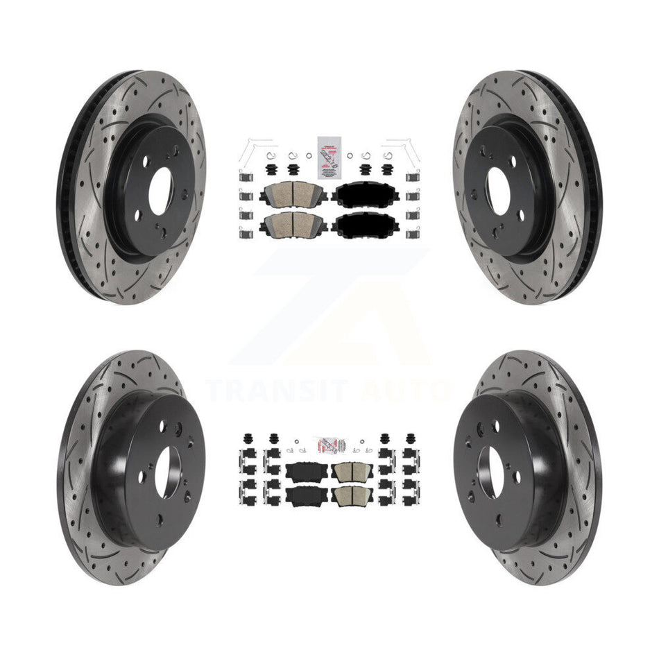 Front Rear Ceramic Pads And Coated Drilled Slotted Disc Brake Rotors Kit For Toyota Camry KDA-101308